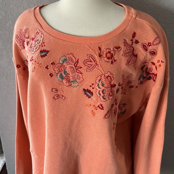 Sundance Clementine Fields Sweatshirt In Creamy Orange Size XXL Embroidered - Picture 3 of 9